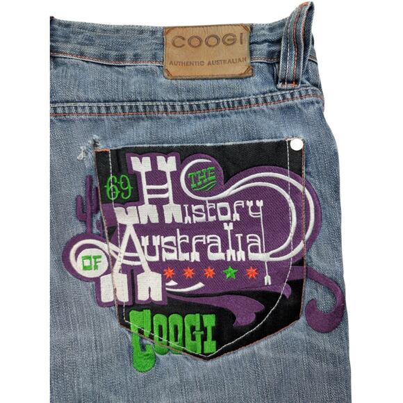 Vtg Y2K COOGI History Of Australia Shorts Men's 36 Embroidered Y2K 90s Grunge - Picture 1 of 8